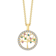 Necklace tree of life in a circle with zirconia in different colors. (925)